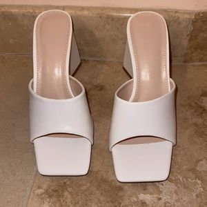White Block Heel Sandals